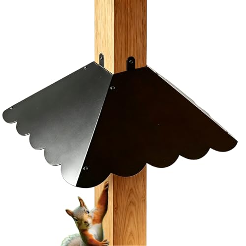 17 Inch Wavy Edge Metal Squirrel Baffle for 4x4 Posts, Black | Wraparound metal design installs without removing the post, with curved edges and a weather-resistant finish for outdoor use