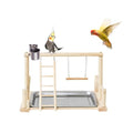 Bird Playground, Natural Wood Bird Perch Stand with Removable Tray and 2 Stainless Steel Feeder Cups, Parrot Playstand Bird Cage Toys for Conure Parakeet Cockatiel Parrot (B) - color: B