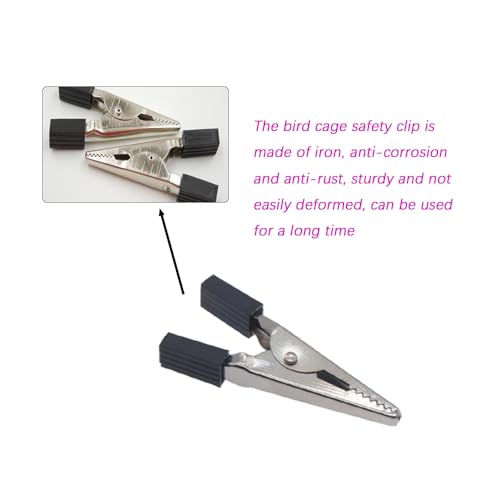 40 Pcs Bird Cage Safety Clips, Iron, Black, 1.89x0.7 Inch, Suitable for Parrots, Hamsters, Guinea Pigs, Rabbits, Lightweight, Anti-Escape