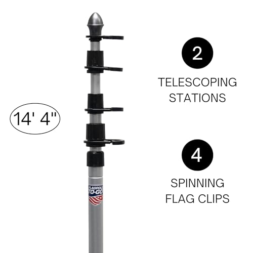 Telescoping Aluminum Portable Flagpole - style: 14 FT 4 IN