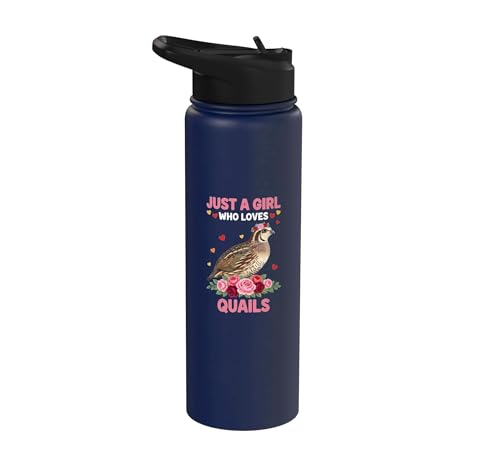 Bird, For The Girl Who Adores Quails Stainless Steel Insulated Water Bottle - color: Navy Blue