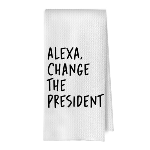 Funny Political Kitchen Towels - Change The President Waffle Weave Dish Towels, Funny Kitchen Bathroom Decor, House Warming Gifts, Changing Towel, 16×24 Inches - color: Presodent- 01