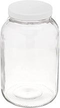 North Mountain Supply 1 Gallon Glass Jar Wide Mouth with White Plastic Lid - USDA, BPA-Free, Made in The USA - for Fermenting, Storing, Canning, and Much More!