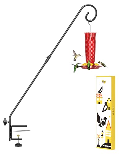 iBorn Deck Hook for Bird Feeder, Hummingbird Feeder Hanger for Deck Railing, Heavy Duty Deck Hanger for Outdoors Hanging, 360° Rotatable Arm, Solid Wire, 28 Inch, Pack of 1 - style: 28" C Clamp for Deck,1 Pack