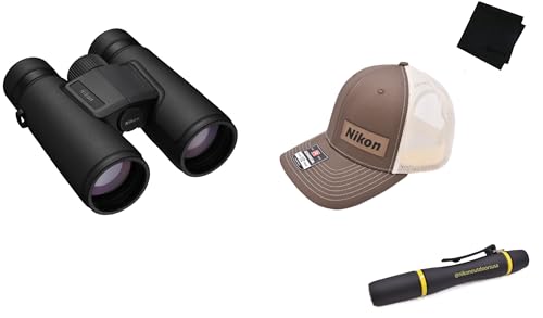 Nikon Monarch M5 Binocular Kit | 12x42 Binoculars with Brown Hat, Lens Pen & Gritr Microfiber | Waterproof Fogproof High-Resolution Optics for Birdwatching, Wildlife & Outdoor Adventures - size: 12x42 + Brown Hat + Lens Pen + Gritr Microfibre