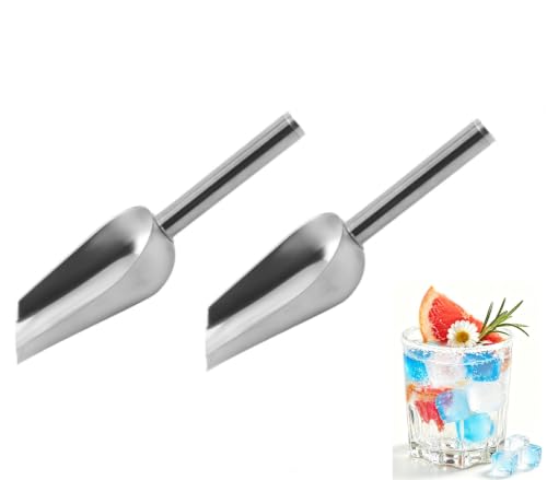 2 Pack Stainless Steel Ice Scoop with Long Handle, 6 Oz Multi Purpose Scooper for Ice Machine, Dog Food, Flour, Nuts, Pulses, Ideal Kitchen Bar Party Freezer Accessory - size: 2 PCS