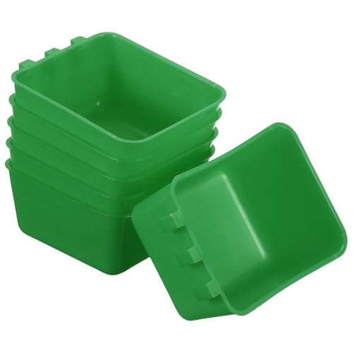 Cage Cups, 4.9x3.7x2.4 Inch Parakeet Feeder Bird Cage Accessories Hanging Food Water Dispenser, (Green, 6 Pcs), Intended for Pet/Pigeon/Parrot/Chicken - color: Green