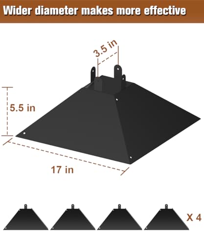 Queension 17 Inch Metal Squirrel Baffle for 4x4 Post and Wooden Pole, 2pcs | Squirrel Proof Baffles for Bird Feeder Poles, Outdoor Guard for Wooden Pole to Deter Raccoons from Bird Houses - size: 2 pcs