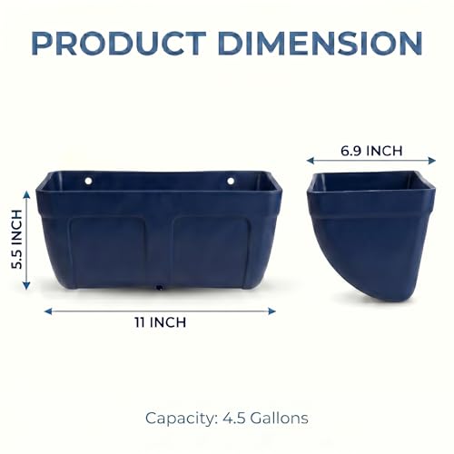 Hanging Chicken Feeder Waterer Heavy Duty BPA-Free Plastic Feed Trough, Fence Mount Livestock Feeding Bucket, Backyard Poultry Farm Supplies for Duck, Turkey, Goat, Sheep, 2 Pack, Blue - color: Blue