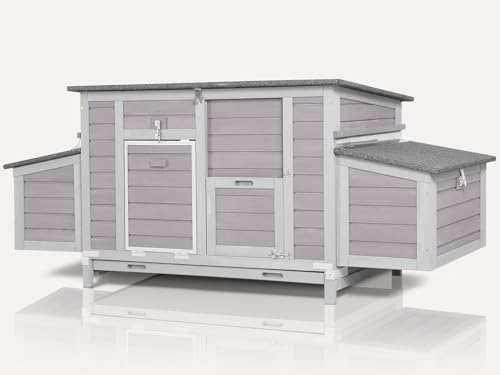 Chicken Coop Large Expandable Chicken House for Outdoor with Two Nesting Box, Leakproof Pull-on Tray and UV-Resistant Roof Panel
