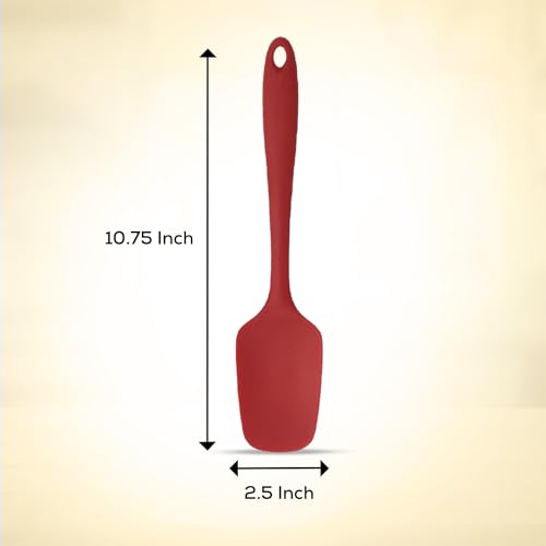Mrs. Anderson’s Baking Silicone Spoon-Shaped Spatula, Flexible And Nonstick, One-Piece Design, Red, For Mixing, Folding, Scraping, Baking, And Cooking - color: Red, size: 11-Inch, Spoon-Shaped