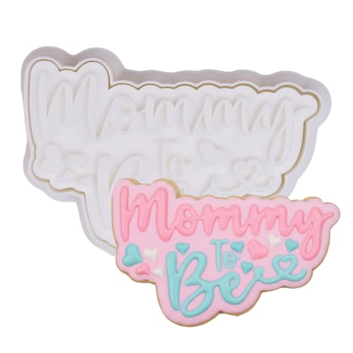Mothers Day Cookie Cutters with Plunger Stamps Handle Detailed 3.5" Mommy to Be PLA Cutters for Baking with Grandma, Easy Press Tool for Picture Cookies - color: Mommy to Be