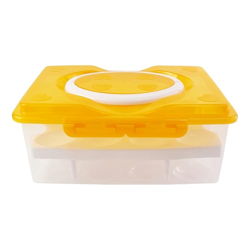 Ortable Large Capacity Double-layers Egg Storage Container Holds 24 Eggs Shatter-proof Non-slip Eggs Holder with Handle (Orange) - color: Orange