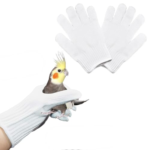 QBLEEV 1 Pair Bird Handling Anti-Bite Gloves, Small Animal Bite Proof Gloves for Training - color: White