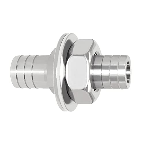 Beduan 3/4" Hose Barb Thru-Bulk Bulkhead Straight Hex Union Stainless Steel Fitting - size: 3/4" Hose Barb, style: Pack of 1