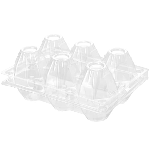 100 PCS 6 Grids Plastic Egg Cartons, Clear, 14.8 x 10.2 x 6.2 cm, Egg Storage, Transportation