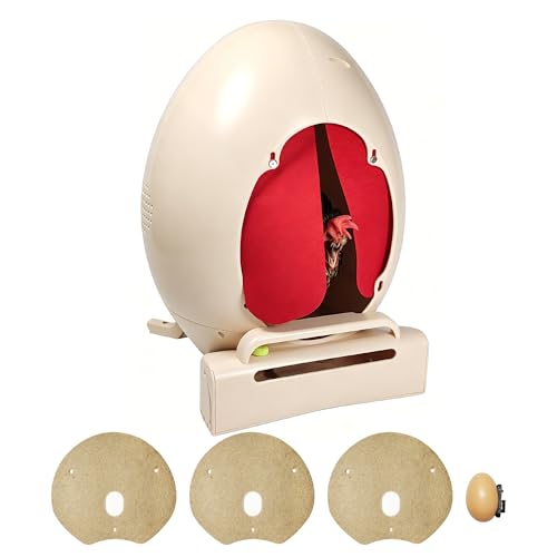 Roll Away Chicken Nesting Box, Egg-Shaped Hen Laying Box with Automatic Egg Collection, Wall Mount or Floor Stand, Rust-Free ABS (Starter (1 Box, 3 Pads+1Egg))