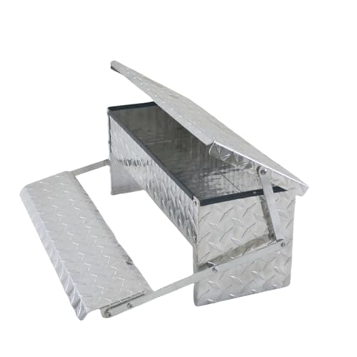 Treadle Large Poultry Feeders Aluminium Automatic Chicken Feeder No Waste Rat Proof Trough with Weatherproof Lid for Duck Fowl 11 lbs Capacity - size: 20.1"×12.5"×7.5" 11lbs