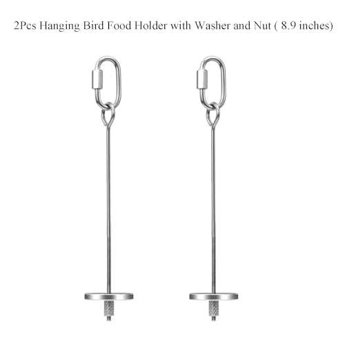 2pcs Hanging Bird Treat Skewer Parrot Fruit Feeder, 8.9 Inch Stainless Steel Bird Food Holder Parrot Fruit Food Skewer with Washer Nut Parakeet Treat Holder Feeder for Parrot Budgie Conure, LXLVOUEG - size: Screw-8.9inches-2P