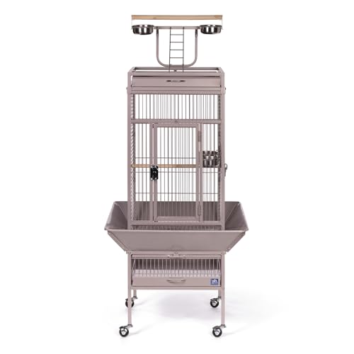 Prevue Pet Playtop Bird Cage Rolling Stand Seed Guards - Blush Finish | Medium Steel Bird Cage with Integrated Playtop, and Perches, Ideal for Conures and Cockatiels - color: Blush, size: 18.0"L x 18.0"W x 57.0"H