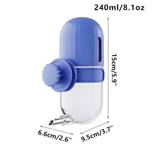 Bird Water Dispenser, 240ML Detachable Bird Drinking Bottle Automatic Birds Water Feeder for Small-Medium Parrots Budgies Lovebirds Parakeets Cockatiels - color: Blue