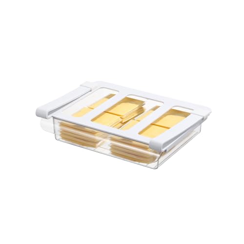 Pull-Out Fridge Drawer Organizer - Under Shelf Storage Bins for Cheese Slices, Deli Meat & Small Items - Space Saving Refrigerator Organizer (2" Height x 8.66" Width) - size: 2" Height x 8.66" Width