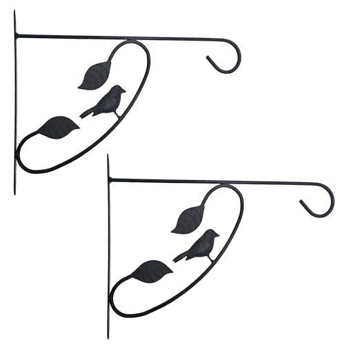 Bird Scroll Metal Wall Bracket for Hanging Accessories and Flowerpots Suitable for Indoor & Outdoor Use, Black Set of 2 - color: Black, size: Bird Scroll