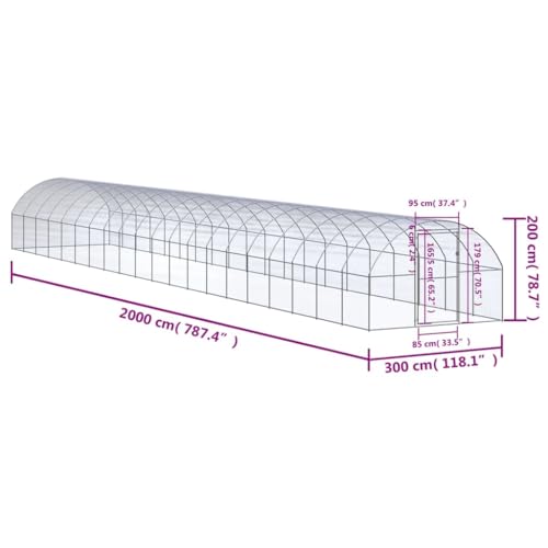 Galvanized Steel Chicken Coop 9.8×9.8×6.6 ft Metal Poultry Run with Extension Frames Weather Resistant for Chickens Ducks Pets - color: Silver-B, size: 9.8 x 9.8 x 6.6 ft (W x L x H)