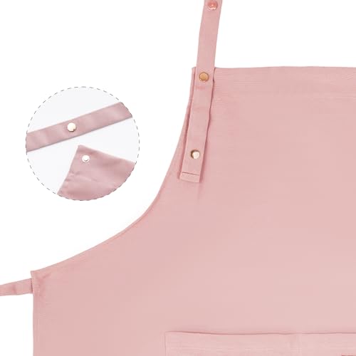 Tosewever Art Aprons for Women Painting Pottery Baking, Mens Buckle Straps Kitchen Apron with Pockets for Chef Cooking - color: Pink