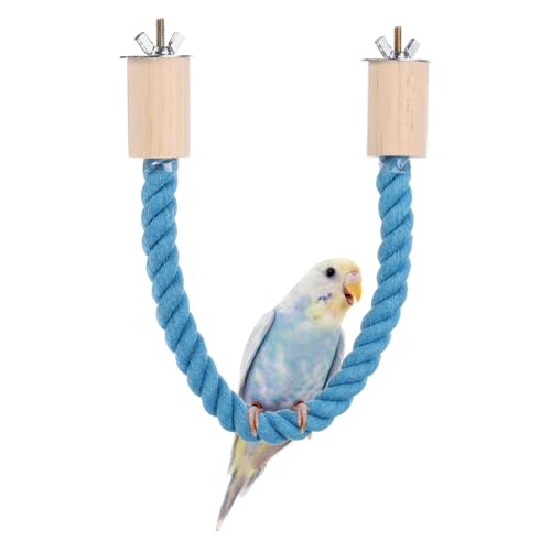 Bird Rope Perch Swing, Stand Rope Perch Standing Pole Accessory Climbing Swing Paw Grinding 15 Inch, (Blue) Intended for Parrot/Parakeet/Budgies/Cockatiels/Lovebirds - color: Blue, size: 15 Inch
