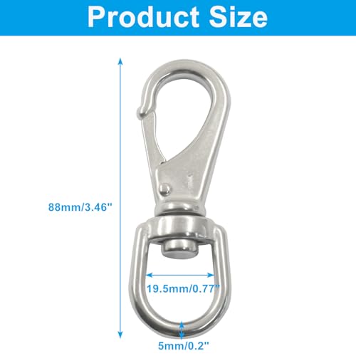 Stainless Steel Flag Clips, 4 Pack, Swivel Snap Hooks | Heavy Duty, Marine Grade Bolt Snap, For Diving/Boat Rope/Dog Leash/Swings/Keychain/Anchor/Bird Feeder