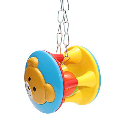 Wontee Bird Hanging Ball with Bell Colorful Chewing Treat Toy for Parrot Parakeet Cockatiel Conure Lovebird Dog Puppy Cat (1 PCS-Random) - size: 1 PCS-Random
