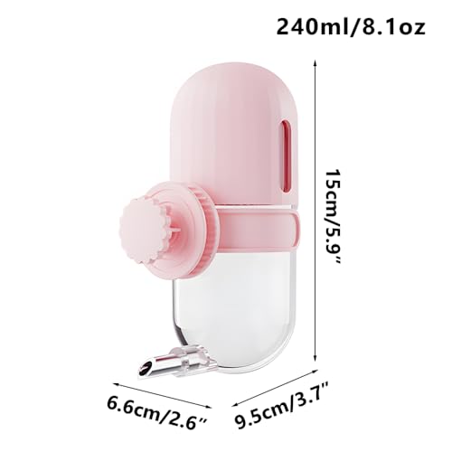 Bird Water Dispenser, 240ML Detachable Bird Drinking Bottle Automatic Birds Water Feeder for Small-Medium Parrots Budgies Lovebirds Parakeets Cockatiels - color: Pink