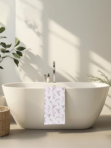 Spring Floral Hummingbird Kitchen Towels, Farmhouse Botanical Bird Hand Towels for Bathroom Kitchen, Cottagecore Pink Flower Decorative Dish Tea Towel Dishcloth, 16x24 Inch-621 - color: Hummringbird024