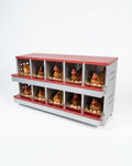 Chicken Nesting Box for Laying Eggs, 10-Compartment Galvanized Steel Nesting Boxes for Hens, Front Access Egg Tray, Easy Wall Mount Design, Includes 10 Training Eggs - color: Red