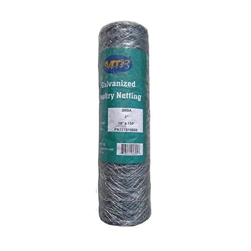 20GA Galvanized 18in x 150ft x 2in Mesh Chicken Wire Hexagonal Poultry Netting - size: 18"x150'- 2" 20GA