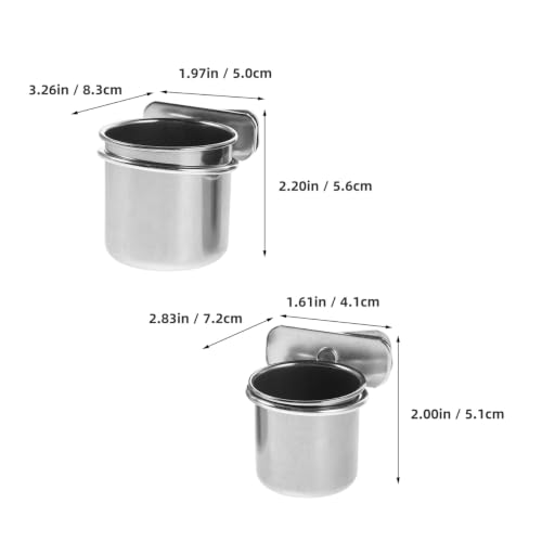 Yardwe 2pcs Stainless Steel Bird Food Bowl Clamp Holders with Hanging Feeders for Parrot Cage, Small 4.4cm 5.5cm Feeding Dish Cups Suitable for Cockatiel Budgie Parakeet