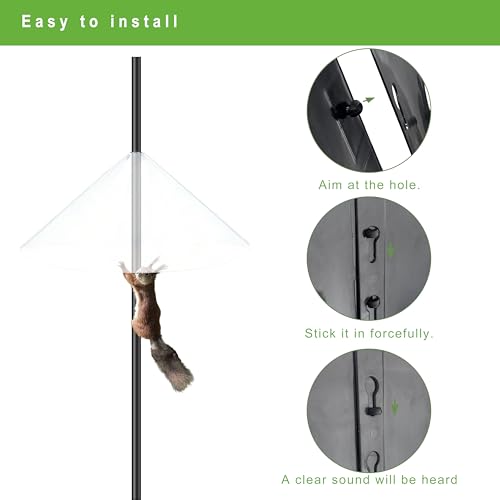 Squirrel Baffle for Bird Feeder Pole - 19 Inch for Shepherd’s Hook, Squirrel Proof Cone (1 Pack, Semi-Transparent) - color: Clear
