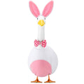 Abbylike 1 Set Easter Bunny Porch Goose Outfits Easter Yard Goose Clothes Costume with Bunny Ears Headband Fits Large 23'' Cement for Spring Outdoor Garden Yard Patio Statue Pathway Art Decorations - style: Pink