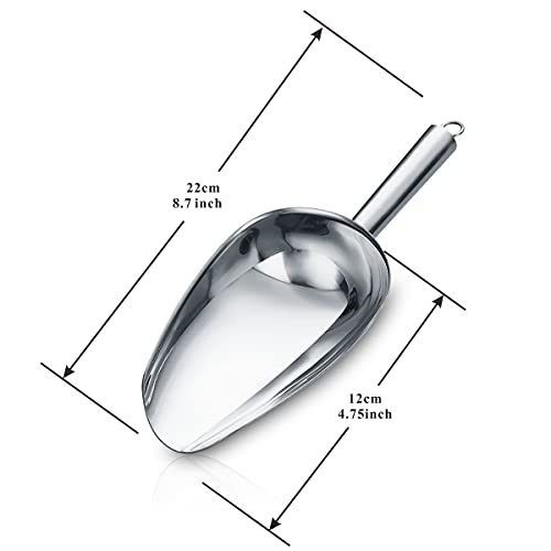 Berglander Stainless Steel Ice Scoop 6 OZ, Metal Ice Scooper For Ice Maker, Multipurpose For Candy Kitchen Bar Party Wedding Pet Animal Dog Food Scoop Beach Shovel (Silver) - color: 1. Silver
