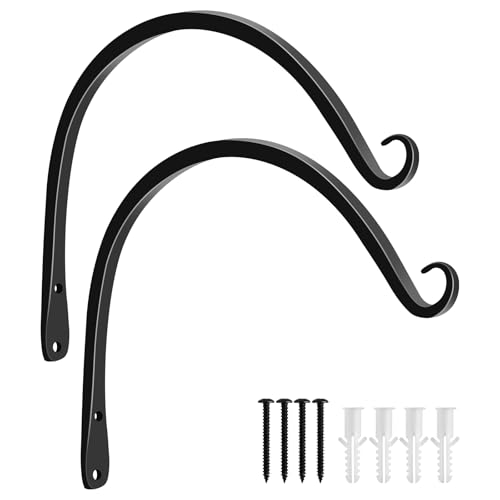Gtongoko 10" Outdoor Plant Hanger Wall Bracket, Heavy Duty, 2 Pack | 48lb Capacity,Rust-Resistant Finish,Easy Installation,Fit Hanging Baskets,Ideal for Bird Feeders & Lanterns - size: 10 Inch, style: C-shape