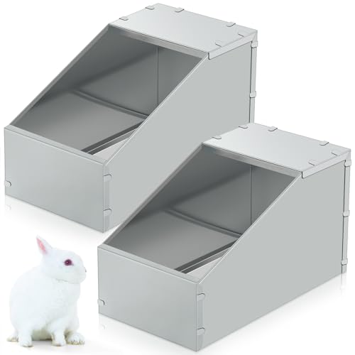 Maxcheck 2 Pcs Galvanized Metal Rabbit Nesting Box Bunny Small Animal Nest with Removable Acrylic Floor Durable Easy to Clean for Indoor Outdoor Use Rabbit Supplies(14.5 * 8.5 * 8 Inch) - size: 14.5"L x 8.5"W x 8"H