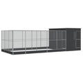 Galvanised Steel Aviary with Extension 277.2x119.3x85 in | Walk in Bird Cage, Large Outdoor Use, Lockable Door, Steel Mesh Grid for Safety - size: 277.2" x 119.3" x 85"