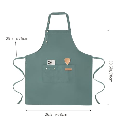 Tosewever Art Aprons for Women Painting Pottery Baking, Mens Buckle Straps Kitchen Apron with Pockets for Chef Cooking - color: Muted Green