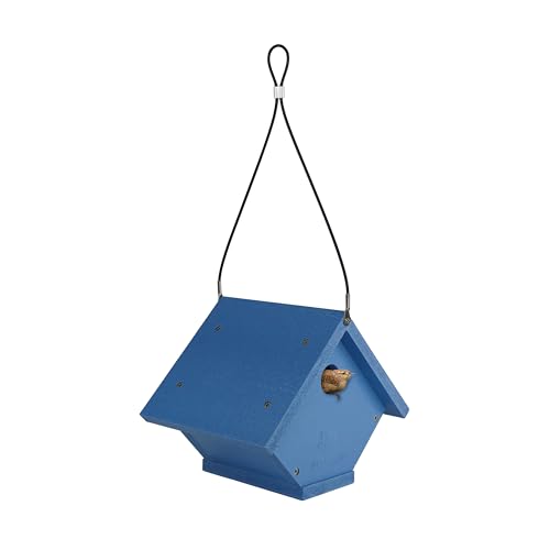 Wren Roost Recycled Plastic Bird House with Clean-Out Door, Wild Bird House and Outdoor Décor, Blue