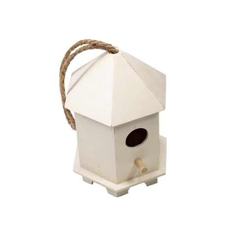 Berfutall-DIY Wooden Bird House for Outdoor, Wild Bird Feeder, Hanging Birdhouse,Perfect for Cardinals, Bluebirds, and More. (D)