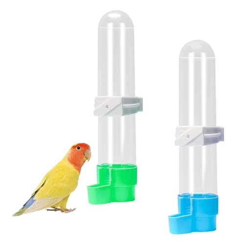 2 PCS Bird Waterer Feeder Automatic Bird Feeder Water Dispenser Hanging Feeding Water Bottles Bird Drinkers for Parrot Budgies Parakeet Cockatiels