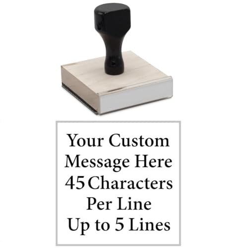 Infusion Custom Text Traditional Wood Stamp with Plastic Handle, 3" x 3" - size: 3" X 3"