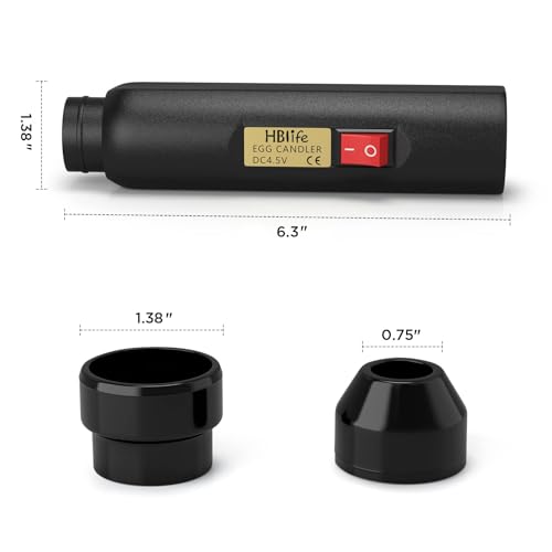 Blife Wired LED Egg Candler, Bright Cool Light Egg Candler Tester for Monitoring Egg Development with 2 Soft Rubber
