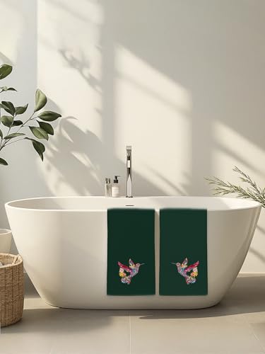 Hummingbird Hand Towels for Guest Bathroom Set of 2, Floral Bird Decorative Kitchen Dish Tea Towel, Hummingbird Gifts for Women Unique, Housewarming Gift Idea New Home(Hunter Green) 399 - color: Hummingbird003